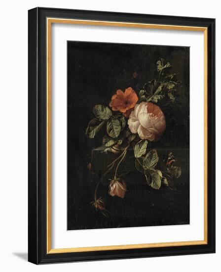 Still Life with Roses-Elias Van Den Broeck-Framed Art Print