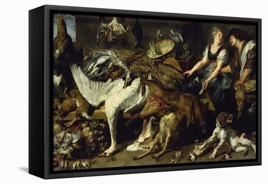 Still-Life with She-Dog and Her Puppies, as Well as a Male and Female Cook, C. 1625-Frans Snyders-Framed Premier Image Canvas