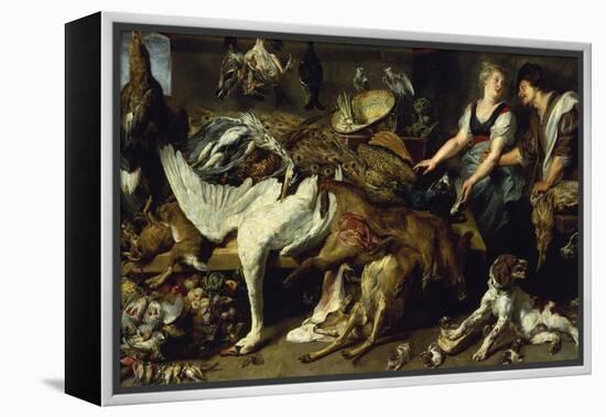 Still-Life with She-Dog and Her Puppies, as Well as a Male and Female Cook, C. 1625-Frans Snyders-Framed Premier Image Canvas