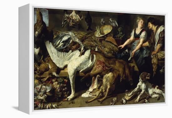 Still-Life with She-Dog and Her Puppies, as Well as a Male and Female Cook, C. 1625-Frans Snyders-Framed Premier Image Canvas