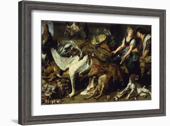 Still-Life with She-Dog and Her Puppies, as Well as a Male and Female Cook, C. 1625-Frans Snyders-Framed Giclee Print