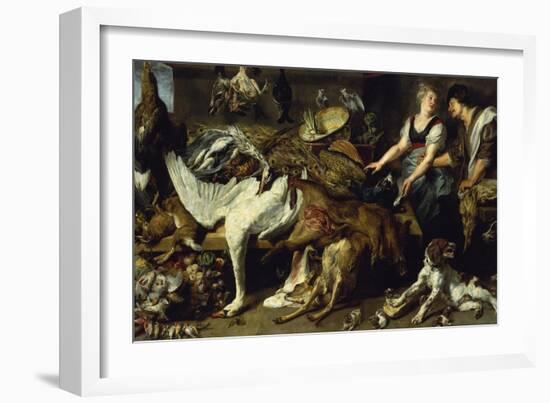 Still-Life with She-Dog and Her Puppies, as Well as a Male and Female Cook, C. 1625-Frans Snyders-Framed Giclee Print