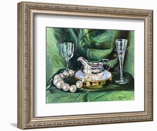 Still life with Silver Jug 2021 (oil on canvas)-Tilly Willis-Framed Giclee Print