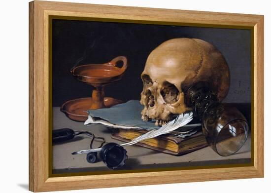 Still Life with Skull and Quill-Pieter Claesz-Framed Premier Image Canvas