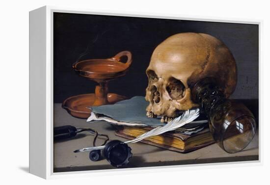 Still Life with Skull and Quill-Pieter Claesz-Framed Premier Image Canvas