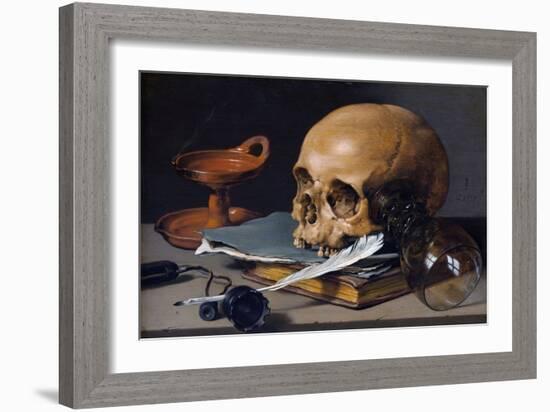 Still Life with Skull and Quill-Pieter Claesz-Framed Giclee Print