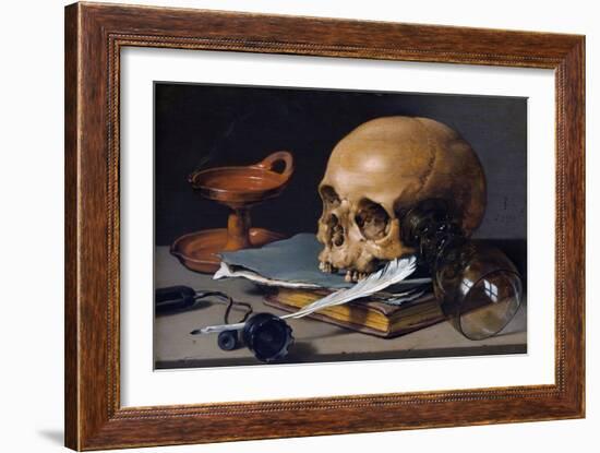 Still Life with Skull and Quill-Pieter Claesz-Framed Giclee Print