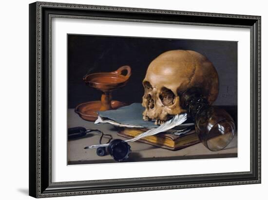 Still Life with Skull and Quill-Pieter Claesz-Framed Giclee Print