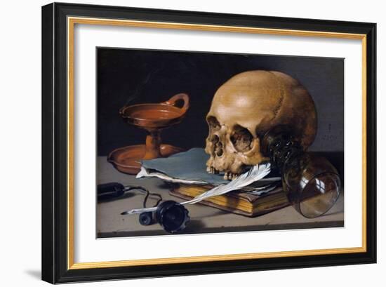 Still Life with Skull and Quill-Pieter Claesz-Framed Giclee Print