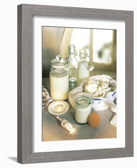 Still Life with Sour Milk Products (Yoghurt, Cream Cheese)-Karl Newedel-Framed Photographic Print