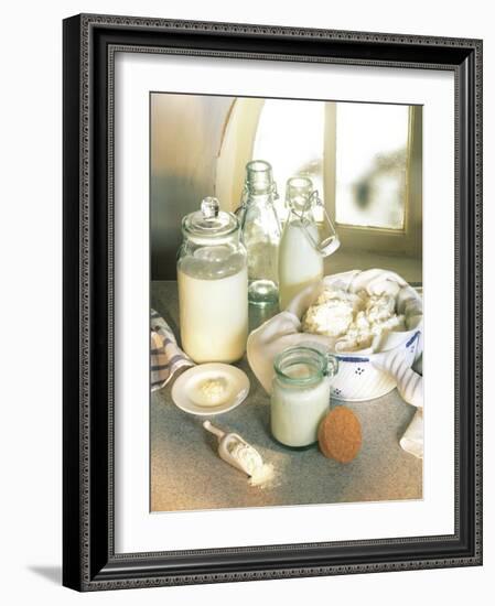 Still Life with Sour Milk Products (Yoghurt, Cream Cheese)-Karl Newedel-Framed Photographic Print