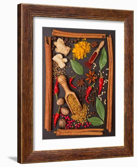 Still Life with Spices and Herbs in the Frame-Andrii Gorulko-Framed Photographic Print