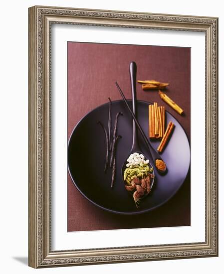 Still Life with Spices on a Black Plate-Armin Zogbaum-Framed Photographic Print