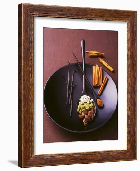 Still Life with Spices on a Black Plate-Armin Zogbaum-Framed Photographic Print