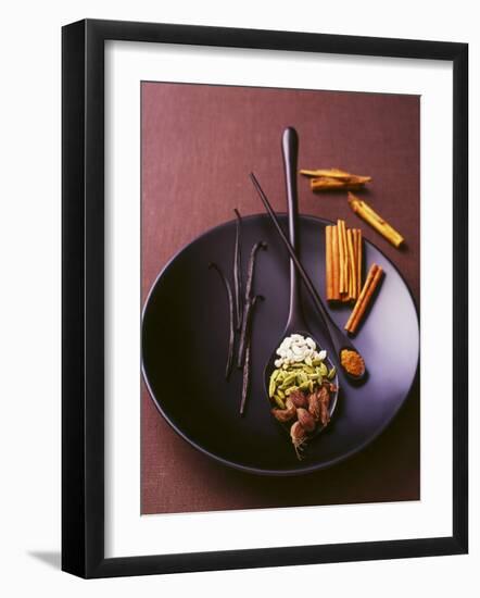 Still Life with Spices on a Black Plate-Armin Zogbaum-Framed Photographic Print