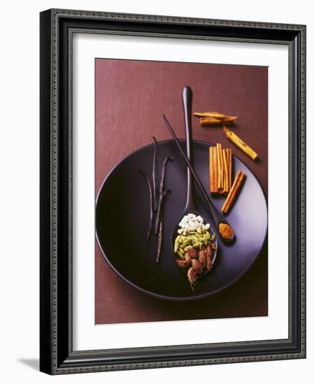 Still Life with Spices on a Black Plate-Armin Zogbaum-Framed Photographic Print