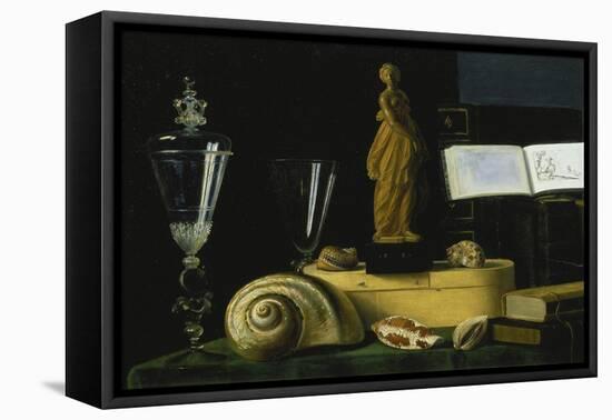 Still-Life with Statue, Books and Shells-Sebastian Stosskopf-Framed Premier Image Canvas