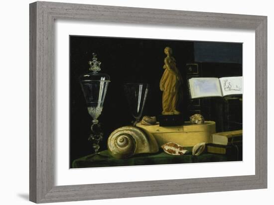 Still-Life with Statue, Books and Shells-Sebastian Stosskopf-Framed Giclee Print