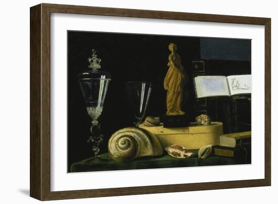 Still-Life with Statue, Books and Shells-Sebastian Stosskopf-Framed Giclee Print