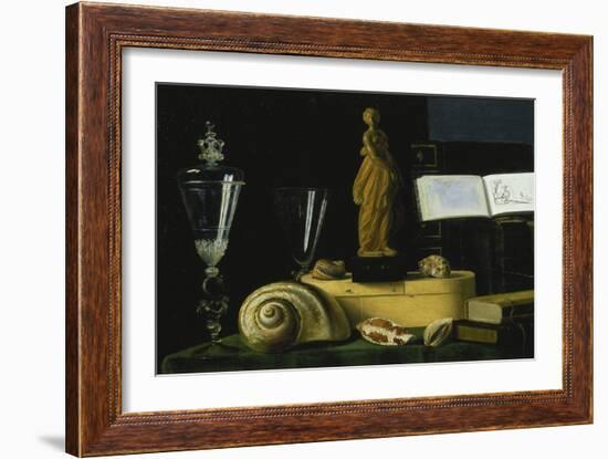 Still-Life with Statue, Books and Shells-Sebastian Stosskopf-Framed Giclee Print