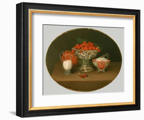 Still Life with Strawberries, 1863-Hannah Brown Skeele-Framed Premium Giclee Print