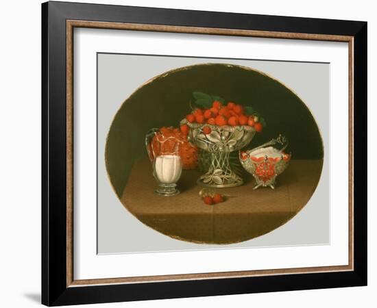 Still Life with Strawberries, 1863-Hannah Brown Skeele-Framed Giclee Print