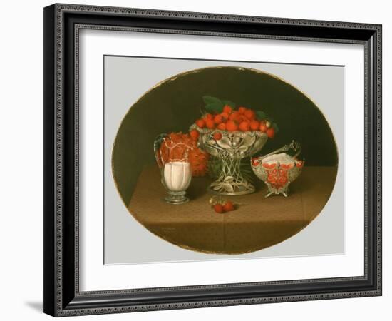 Still Life with Strawberries, 1863-Hannah Brown Skeele-Framed Giclee Print