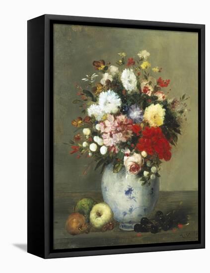 Still Life with Summer Flowers and Fruit-Antoine Vollon-Framed Premier Image Canvas