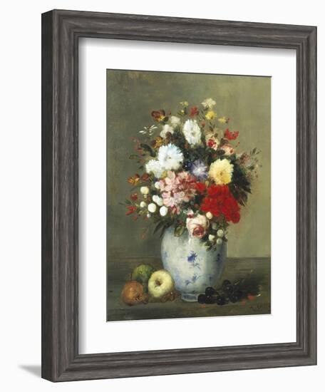 Still Life with Summer Flowers and Fruit-Antoine Vollon-Framed Giclee Print