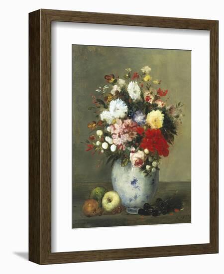 Still Life with Summer Flowers and Fruit-Antoine Vollon-Framed Giclee Print