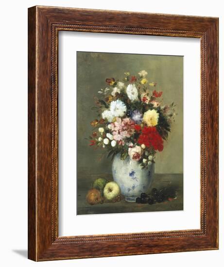 Still Life with Summer Flowers and Fruit-Antoine Vollon-Framed Giclee Print