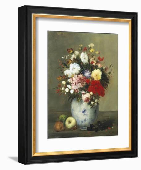 Still Life with Summer Flowers and Fruit-Antoine Vollon-Framed Giclee Print