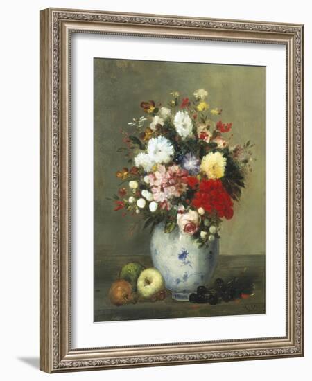 Still Life with Summer Flowers and Fruit-Antoine Vollon-Framed Giclee Print