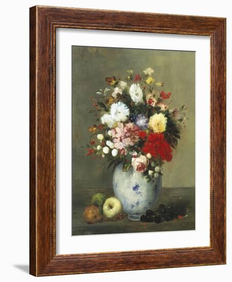 Still Life with Summer Flowers and Fruit-Antoine Vollon-Framed Giclee Print