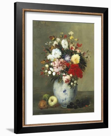 Still Life with Summer Flowers and Fruit-Antoine Vollon-Framed Giclee Print