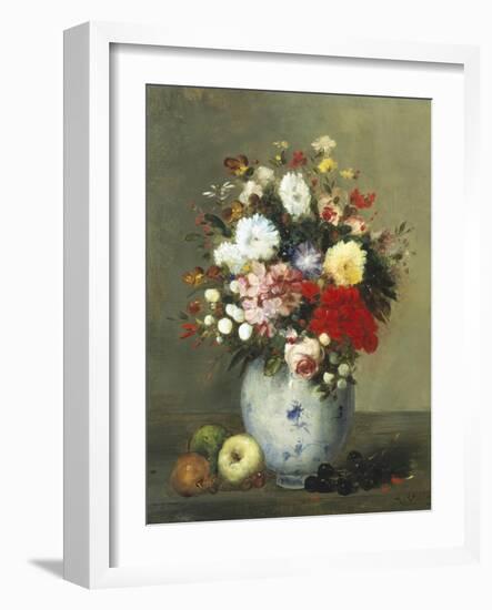 Still Life with Summer Flowers and Fruit-Antoine Vollon-Framed Giclee Print