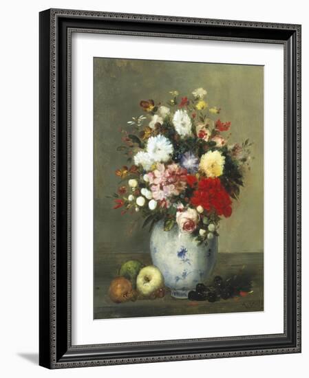 Still Life with Summer Flowers and Fruit-Antoine Vollon-Framed Giclee Print