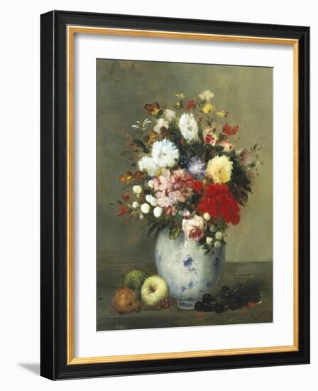 Still Life with Summer Flowers and Fruit-Antoine Vollon-Framed Giclee Print