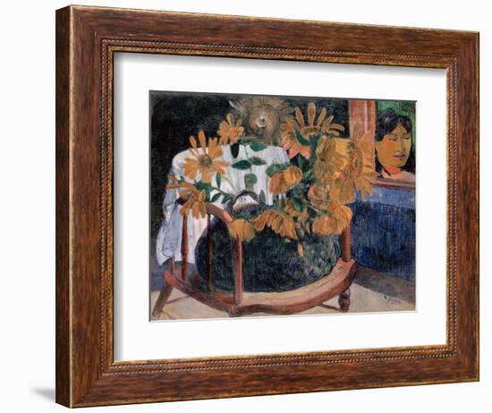 Still Life with Sunflowers on an Armchair-Paul Gauguin-Framed Giclee Print