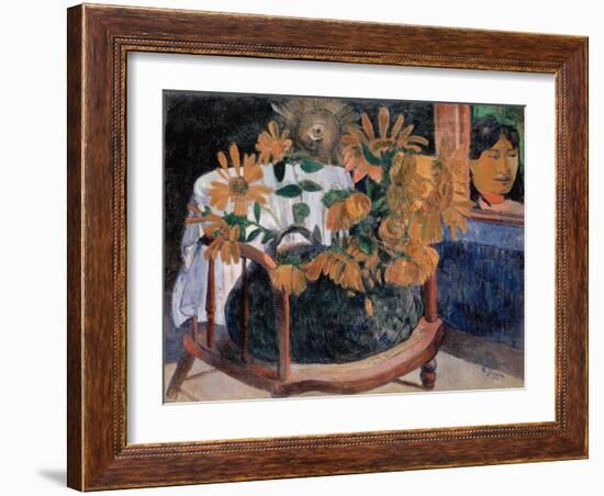 Still Life with Sunflowers on an Armchair-Paul Gauguin-Framed Giclee Print