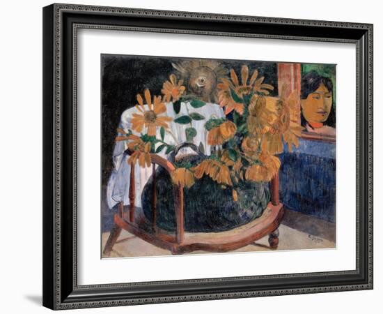 Still Life with Sunflowers on an Armchair-Paul Gauguin-Framed Giclee Print