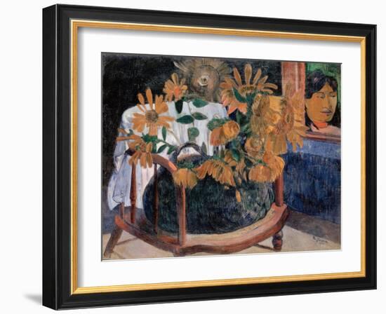 Still Life with Sunflowers on an Armchair-Paul Gauguin-Framed Giclee Print