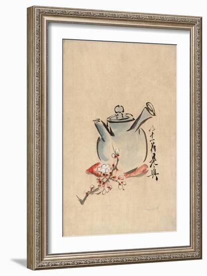 Still Life with Teapot and Cherry Blossom-null-Framed Art Print