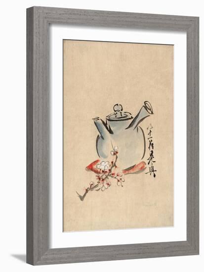 Still Life with Teapot and Cherry Blossom-null-Framed Art Print