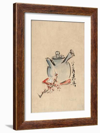 Still Life with Teapot and Cherry Blossom-null-Framed Art Print