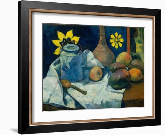 Still Life with Teapot and Fruit, 1896-Paul Gauguin-Framed Giclee Print