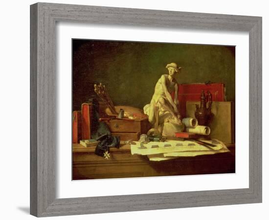 Still Life with the Attributes of the Arts, 1766-Jean-Baptiste Simeon Chardin-Framed Giclee Print