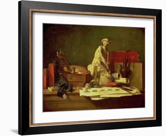 Still Life with the Attributes of the Arts, 1766-Jean-Baptiste Simeon Chardin-Framed Giclee Print