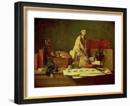 Still Life with the Attributes of the Arts, 1766-Jean-Baptiste Simeon Chardin-Framed Giclee Print