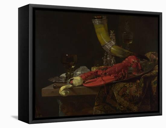 Still Life with the Drinking-Horn of the Saint Sebastian Archers' Guild, Lobster and Glasses-Willem Kalf-Framed Premier Image Canvas